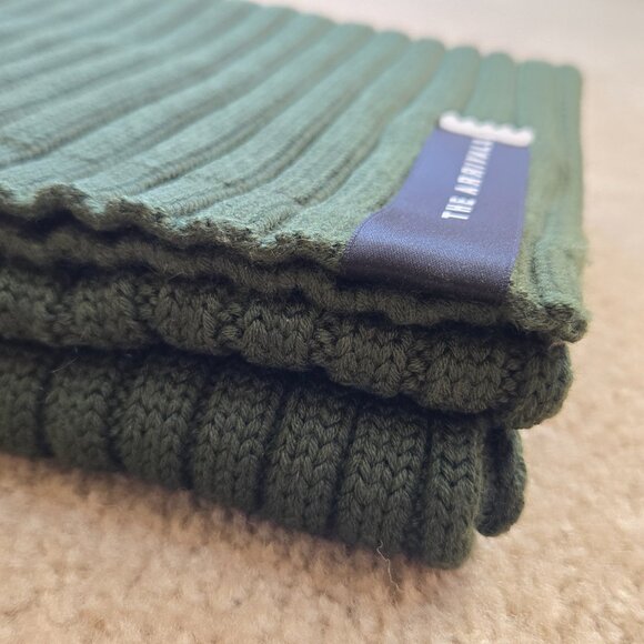 The Arrivals Wool Cashmere Rib Knit Scarf Green - Picture 11 of 13